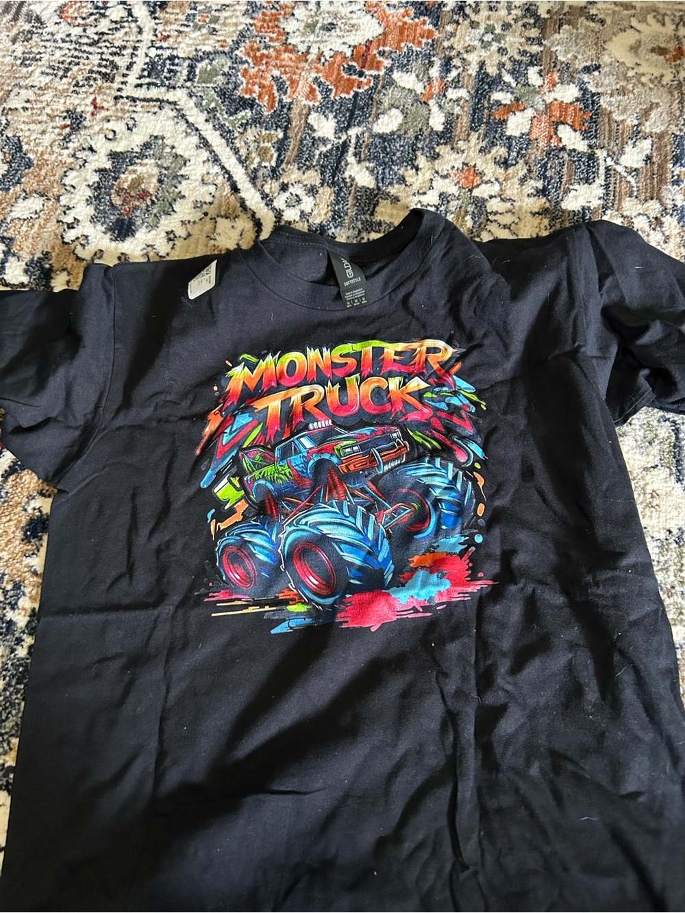 Monster Truck Graphic Tee for Kids - Black